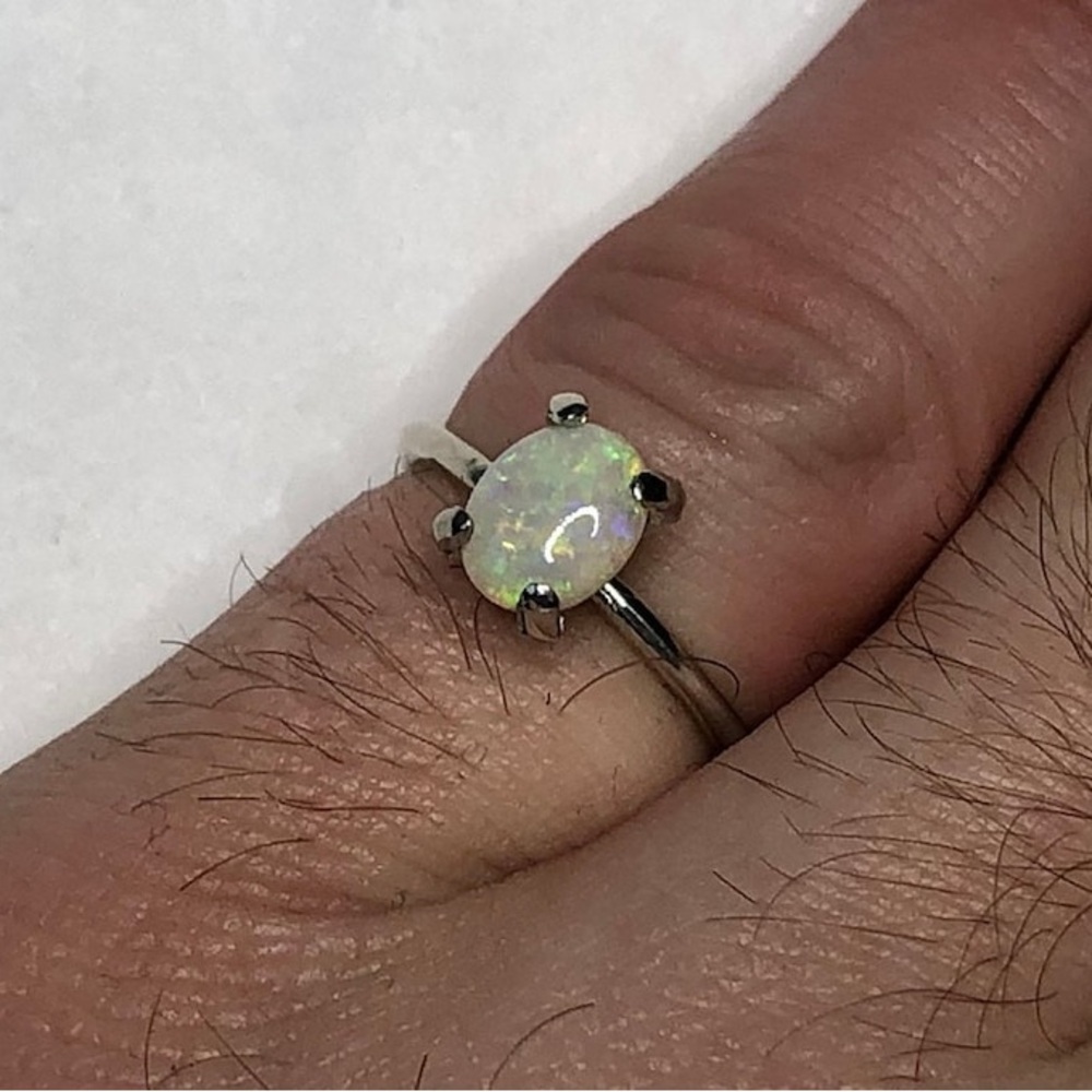 The “Libra” Handmade Sterling Silver Opal Ring | Dainty & Elegant oct birthstone - Picture 2 of 5